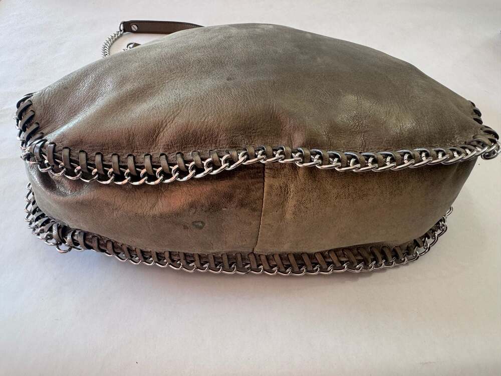 Michael Kors Large Braided Grommet Silver Metallic Leather Shoulder Bag - Picture 4 of 8